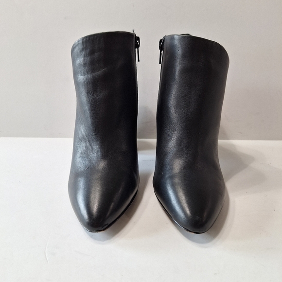 Antonio Melani Black Octavien Leather Preppy Detail On Heel Ankle Boots Size 6 - Picture 6 of 12